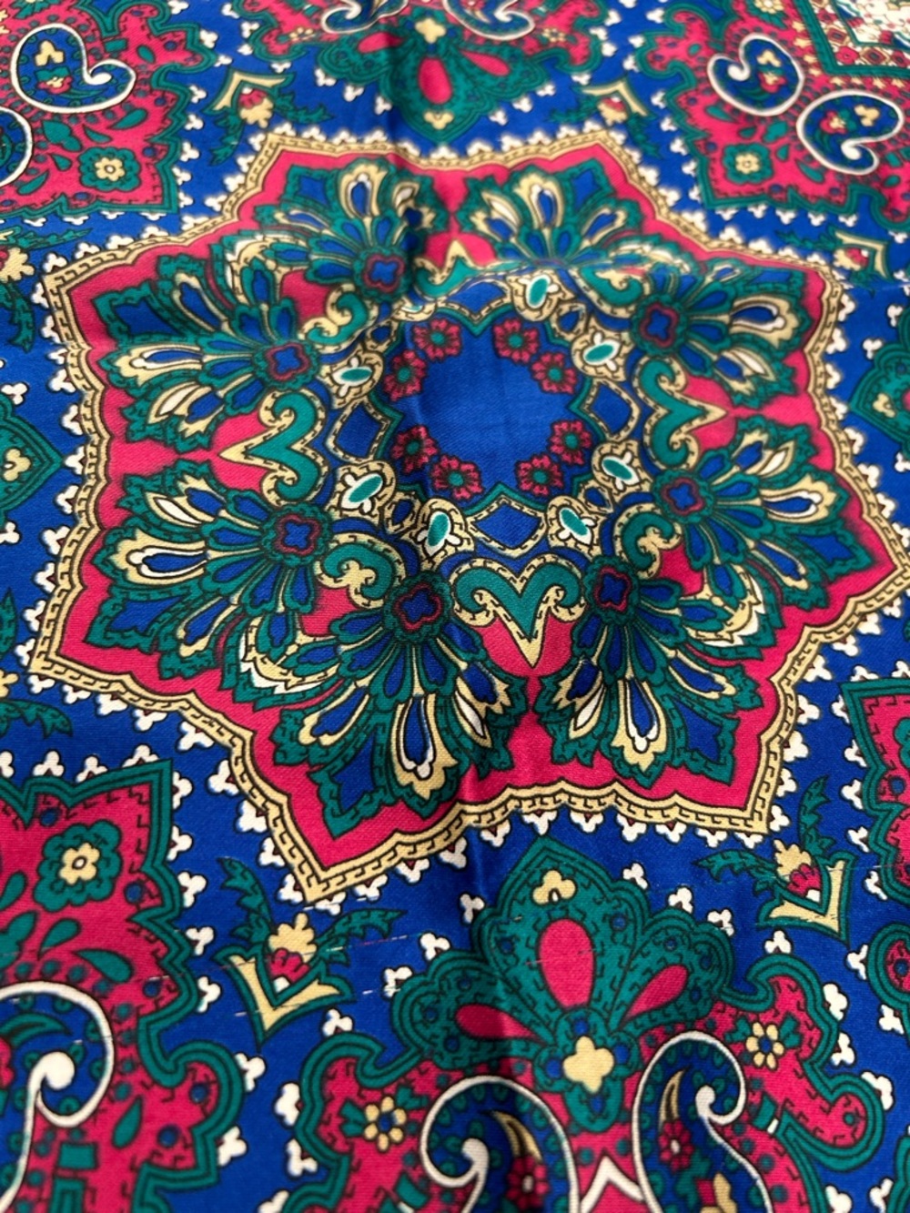(3 for $10) Vibrant Blue Paisley Square Scarf - Picture 6 of 8